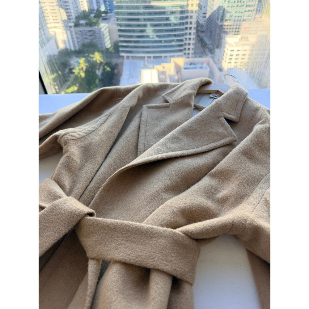 Camel Hair Vintage 90s Coat Belted Wrap Size 12 Made in USA‎ - Picture 4 of 11